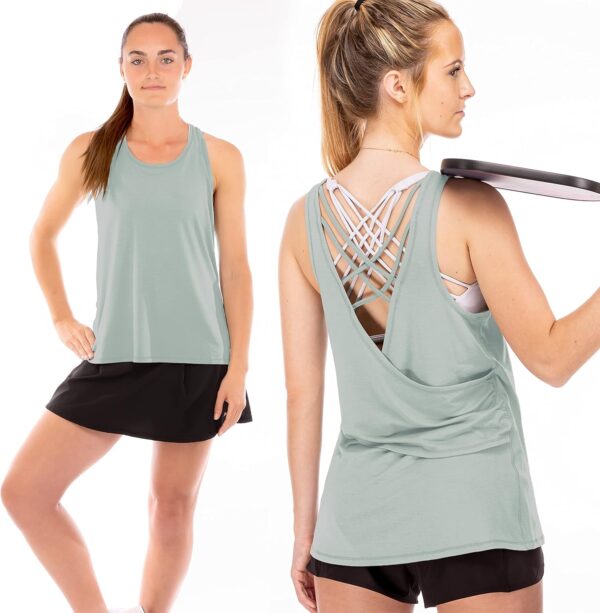 Débardeur sport femme Franklin Sports treillis dos aloe-3