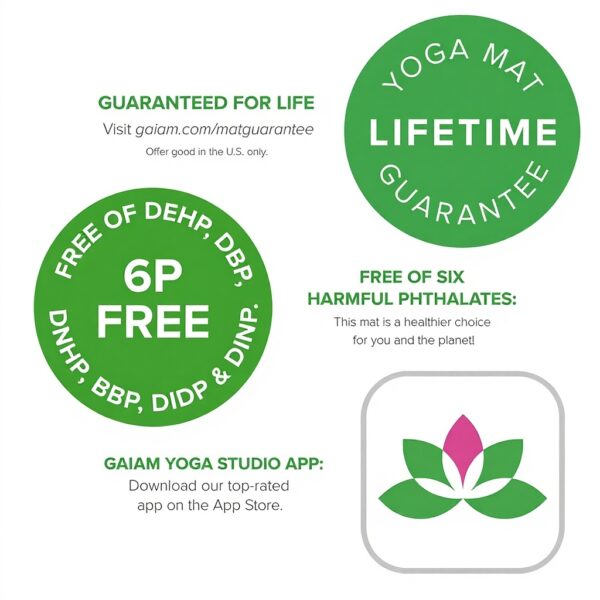 Tapis de yoga Gaiam 6mm antidérapant réversible fitness