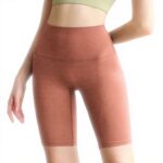 Short cycliste femme coton taille haute rouge sport été