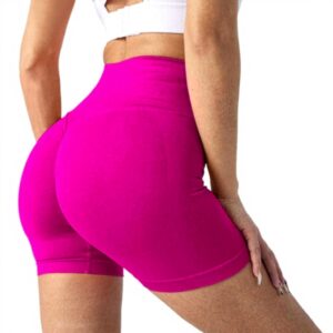 Short Femme Yoga Élasthanne Poches Sport Générique Rose Vif