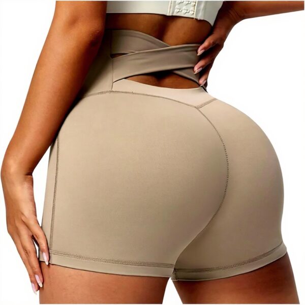 Short gainant femme sport fitness yoga extensible noir