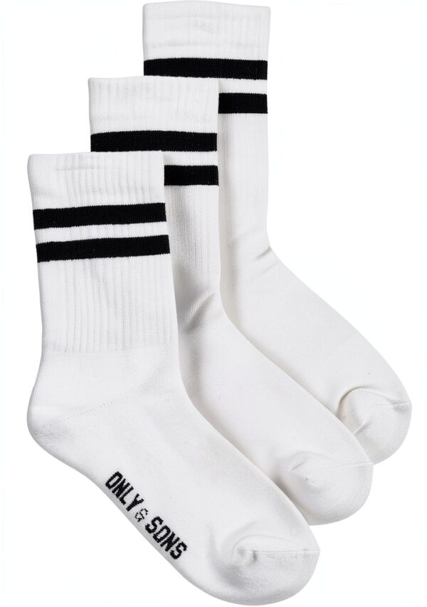 Chaussettes homme ONLY SONS blanc rayures confort quotidien-0