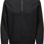 Pull tricot homme ONLY SONS noir argent confortable-0