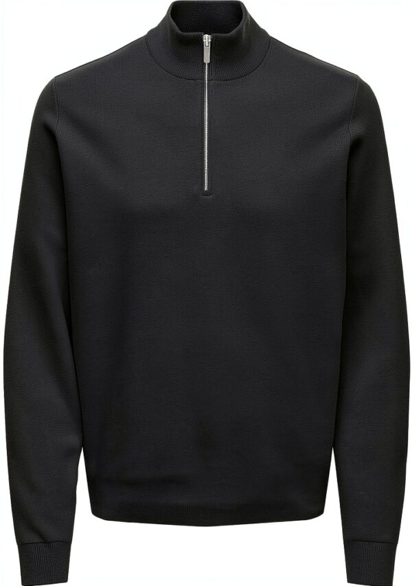 Pull tricot homme ONLY SONS noir argent confortable-0