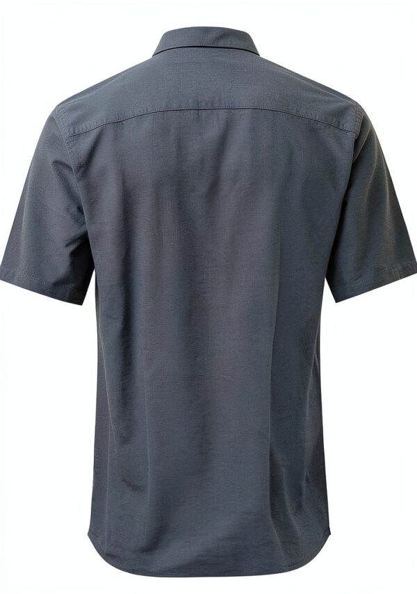 Chemise homme coton lin coupe ajustée manches courtes-1