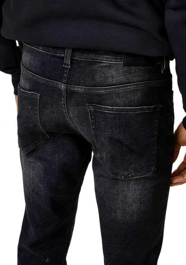Jean slim Bestseller Homme Coton Élastique Noir Lavé-6