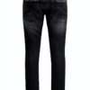 Jean slim Bestseller Homme Coton Élastique Noir Lavé-1