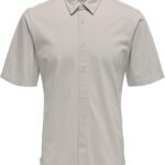 Only Sons Chemise Homme Coupe Ajustée Manches Courtes Gris-0