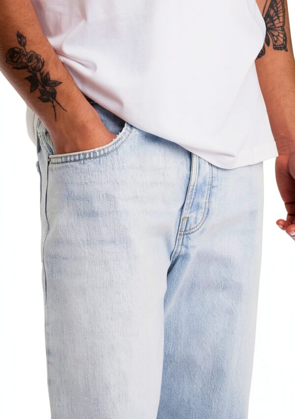 Bestseller Jeans Homme Coton Recyclé Coupe Droite Bleu-5