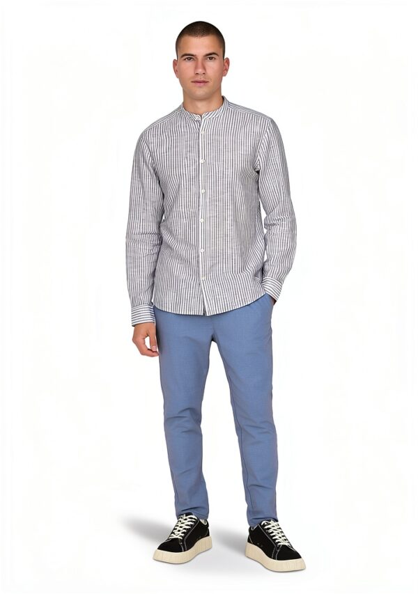 Chemise lin Bestseller manches longues fermeture boutonnée-4