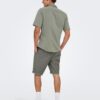 Only Sons Chemise Homme Coupe Ajustée Manches Courtes Gris-3