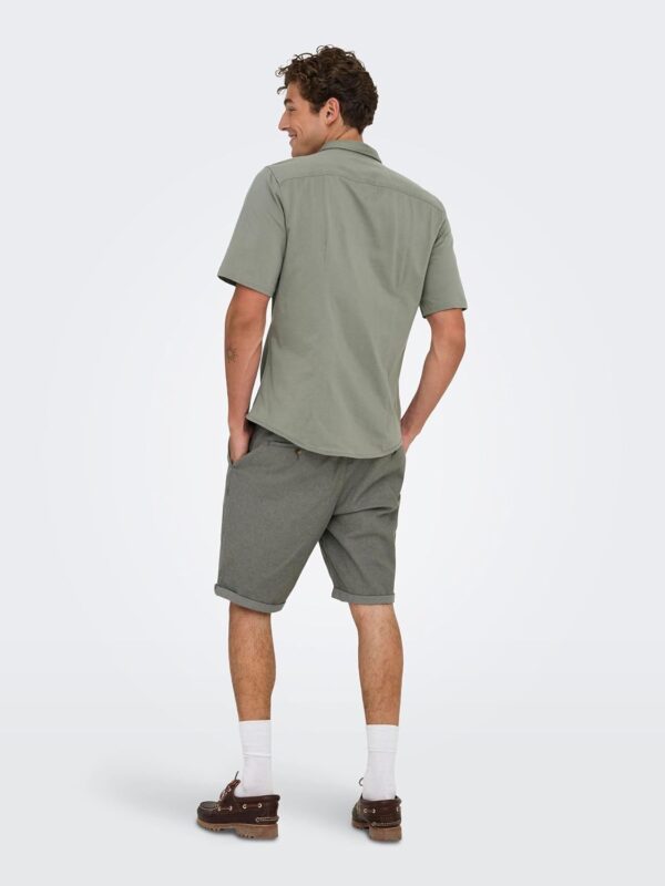 Only Sons Chemise Homme Coupe Ajustée Manches Courtes Gris-3