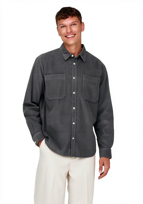Chemise homme ONLY SONS loisirs confortable gris argenté-2