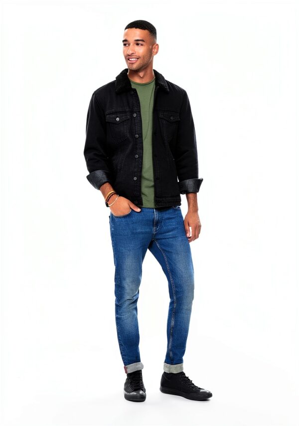 Veste en jean Only Sons Homme Noir Poche Détails-7