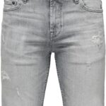 Short Jean Homme ONLY SONS Denim Gris Réparation Confort-0