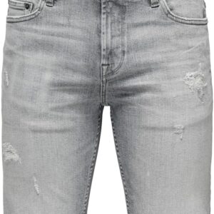 Short Jean Homme ONLY SONS Denim Gris Réparation Confort-0