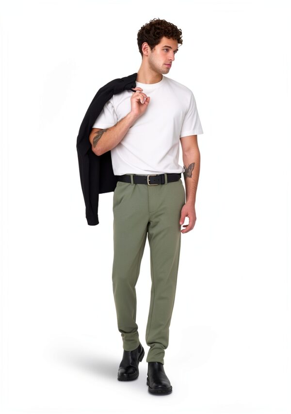 Pantalon chino Bestseller ajusté viscose polyester homme-4