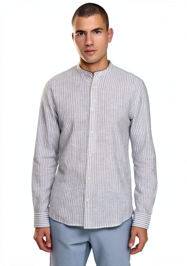 Chemise lin Bestseller manches longues fermeture boutonnée-5
