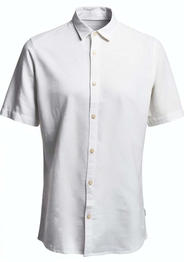 Chemise homme coton lin coupe ajustée manches courtes-8