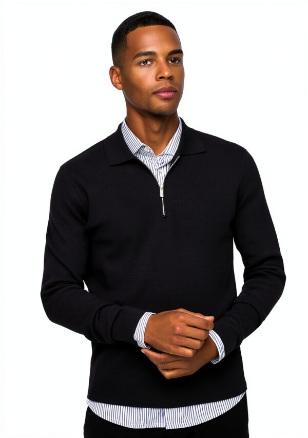 Polo Bestseller Homme Regular Fit Doublure Argentée Noir-5