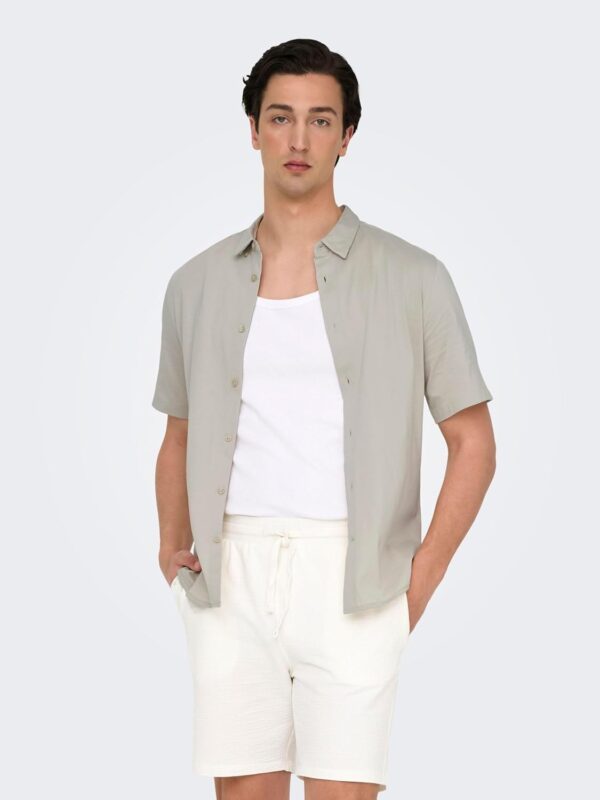 Only Sons Chemise Homme Coupe Ajustée Manches Courtes Gris-2