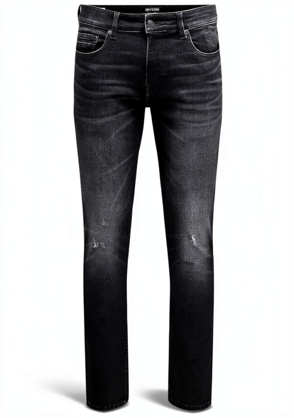 Jean slim Bestseller Homme Coton Élastique Noir Lavé-0