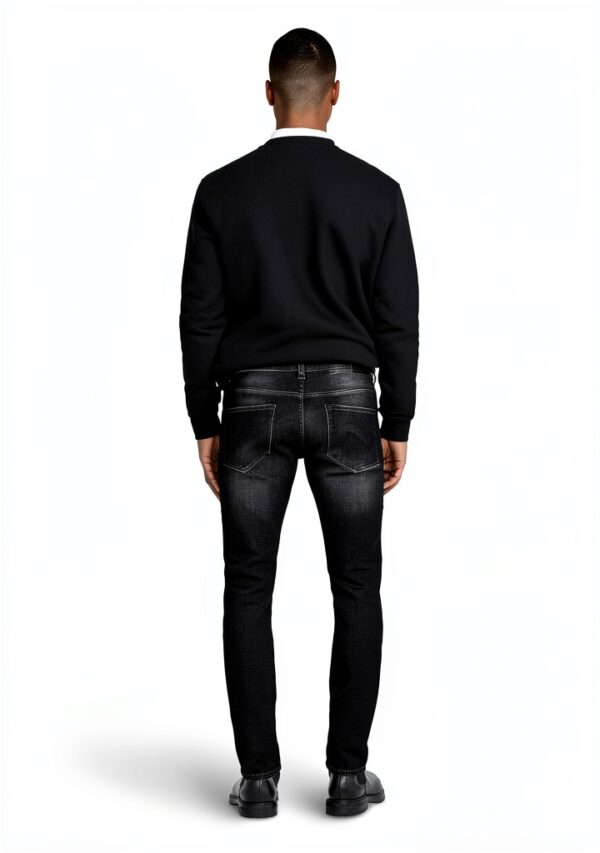 Jean slim Bestseller Homme Coton Élastique Noir Lavé-3