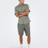 Only Sons Chemise Homme Coupe Ajustée Manches Courtes Gris-4
