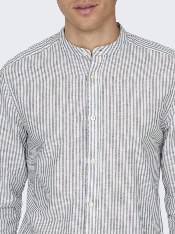 Chemise lin Bestseller manches longues fermeture boutonnée-6