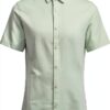 Chemise homme coton lin coupe ajustée manches courtes-7