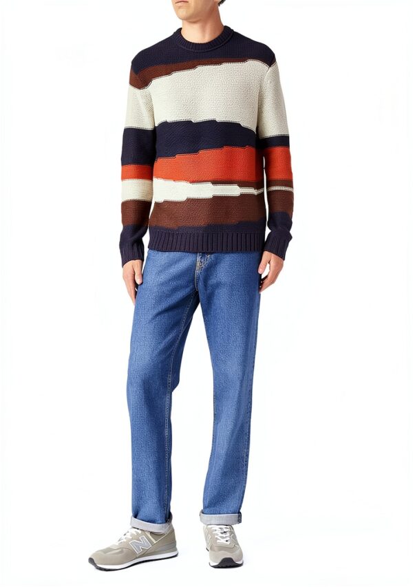 Pull tricot texturé Bestseller col rond homme bleu marine-1