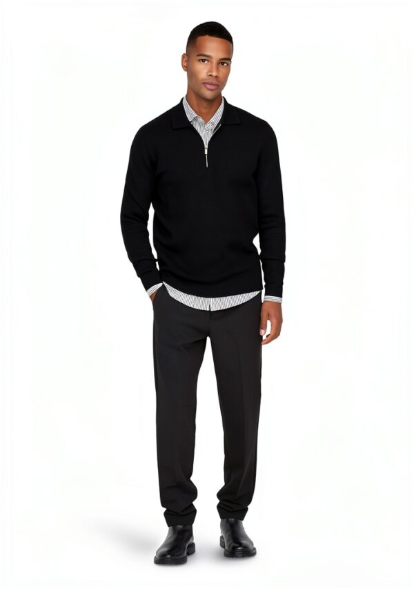 Polo Bestseller Homme Regular Fit Doublure Argentée Noir-4