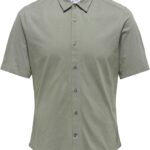 Only Sons Chemise Homme Coupe Ajustée Manches Courtes Gris-0
