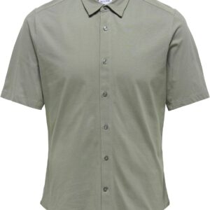 Only Sons Chemise Homme Coupe Ajustée Manches Courtes Gris-0