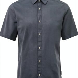 Chemise homme coton lin coupe ajustée manches courtes-0