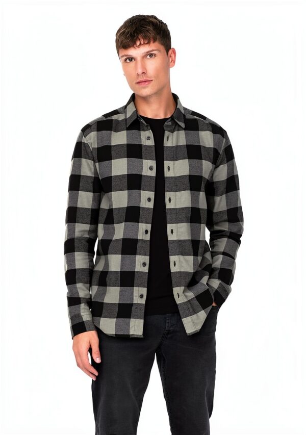 Only Sons Chemise Homme Carreaux Coupe Ajustée Boutonnière-7