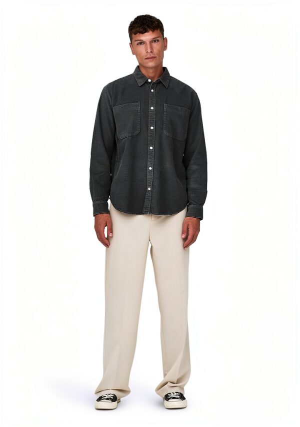 Chemise homme ONLY SONS loisirs confortable gris argenté-4