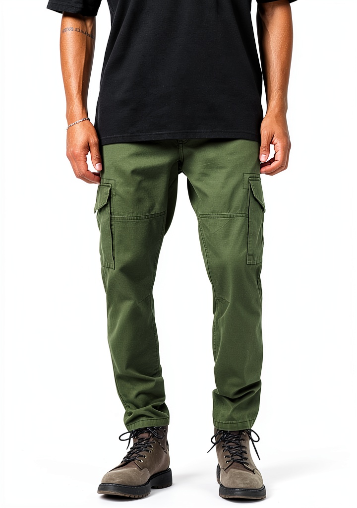 Pantalon cargo Bestseller en coton recyclé porté en extérieur