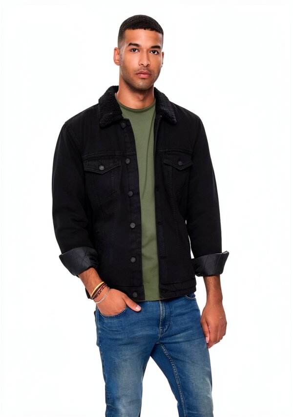Veste en jean Only Sons Homme Noir Poche Détails-5