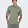 Only Sons Chemise Homme Coupe Ajustée Manches Courtes Gris-2