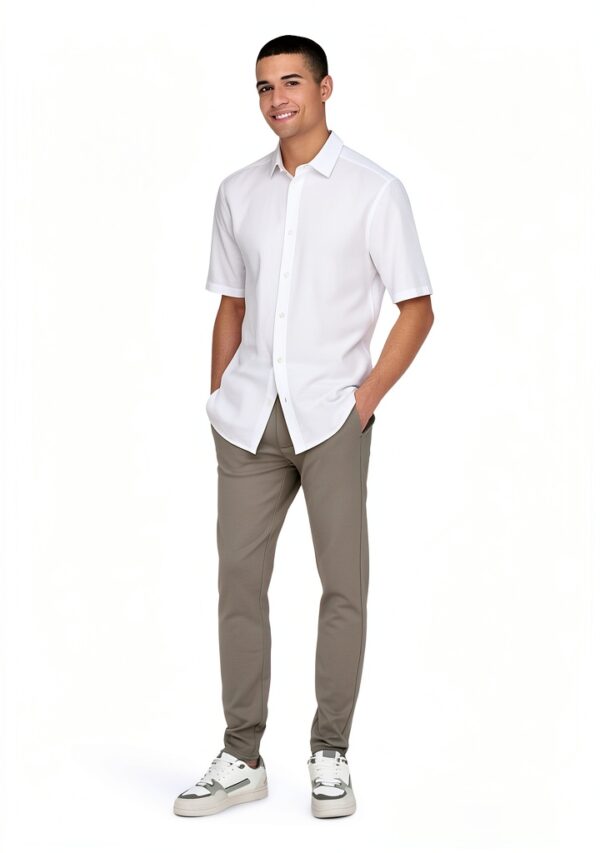 Pantalon chino Bestseller coupe ajustée kaki vintage homme-4