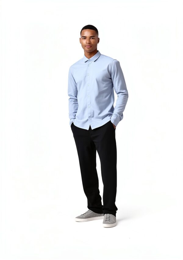 Chemise Bestseller coton ajustée homme bleu ciel tailles-1