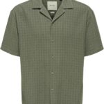Chemise manches courtes ONLY SONS homme vert olive coton-0