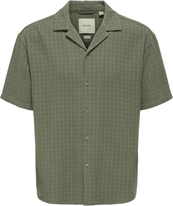 Chemise manches courtes ONLY SONS homme vert olive coton-0