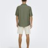 Chemise manches courtes ONLY SONS homme vert olive coton-3