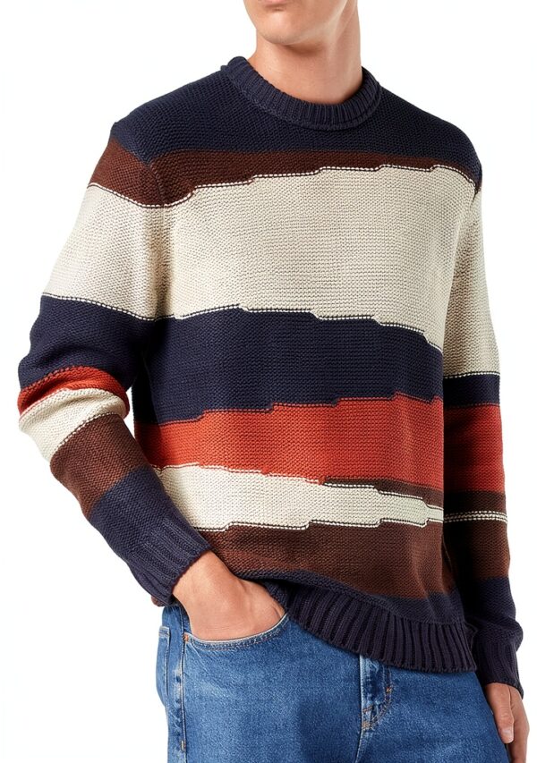 Pull tricot texturé Bestseller col rond homme bleu marine-0