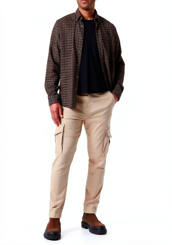 Pantalon cargo coton recyclé Bestseller Homme Vert Olive-1