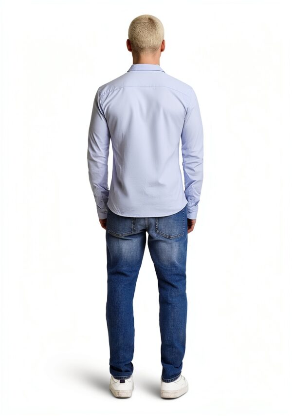 Chemise Bestseller coton ajustée homme bleu ciel tailles-2