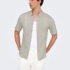 Only Sons Chemise Homme Coupe Ajustée Manches Courtes Gris-5