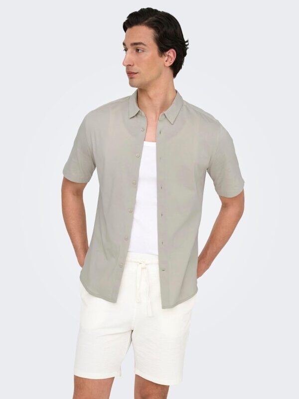 Only Sons Chemise Homme Coupe Ajustée Manches Courtes Gris-5